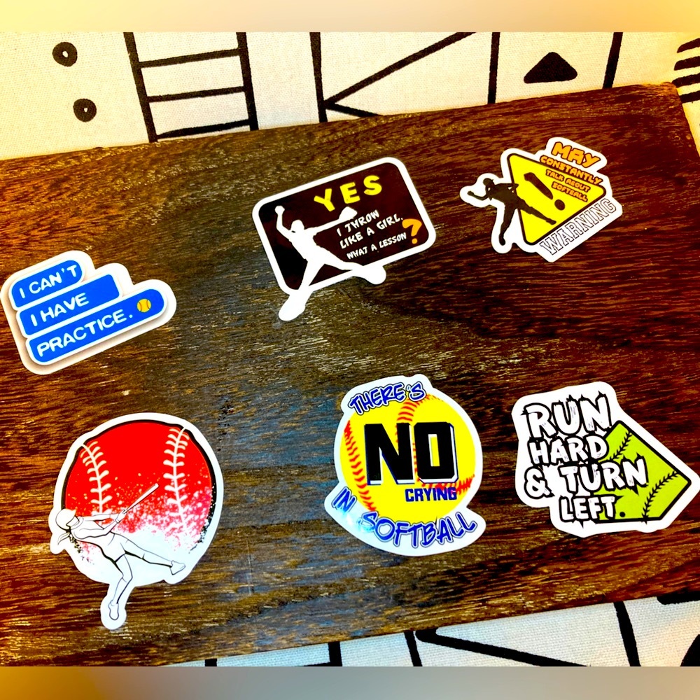 NIP, 🥎 SOFTBALL 6pc Sticker Bundle #1 SPORTS STICKER STICKERS 🥎